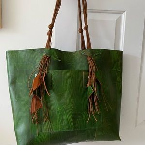 Custom artisan leather tote bag
